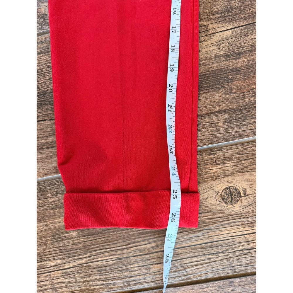 LOFT Red Tie Waist Cropped Trousers Cuffed Hem Dress Pants Size 10 - Picture 6 of 7